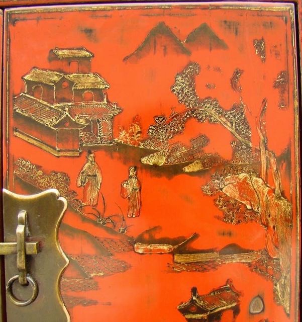 红描金小柜|Red &gilt small cabinet