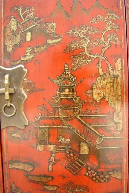 红描金小柜|Red &gilt small cabinet