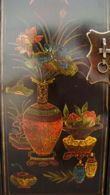 黑五彩小柜工厂1件|Black color depiction of the small chest