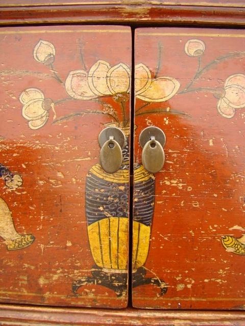 描彩二抽二门柜|Depict the color cabinet with two drawers and two gates
