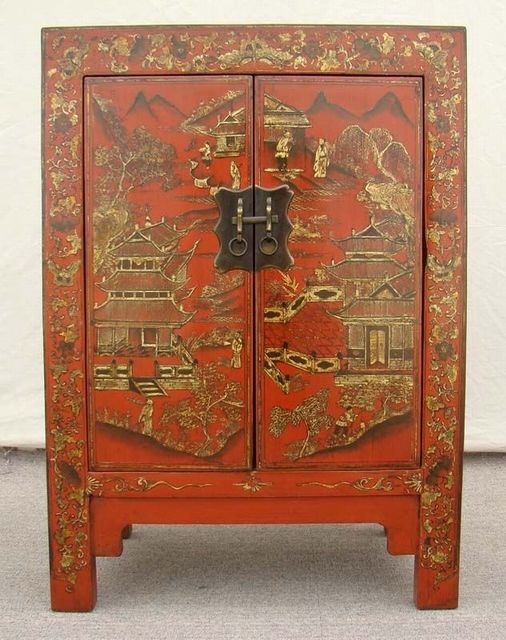 红描金小柜|Red &gilt small cabinet