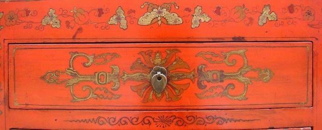 红描金小柜|Red &gilt small cabinet