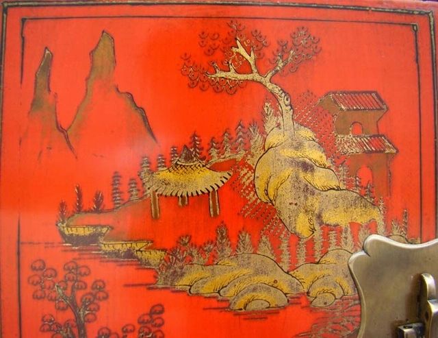 红描金小柜|Red &gilt small cabinet