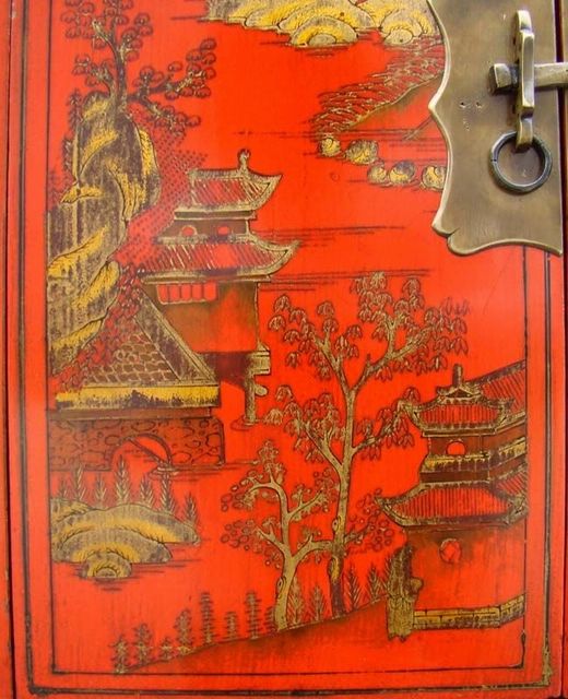 红描金小柜|Red &gilt small cabinet