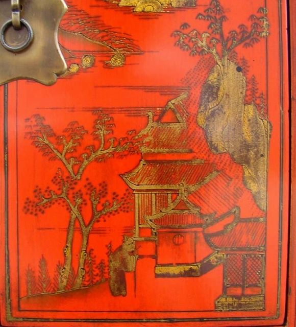 红描金小柜|Red &gilt small cabinet