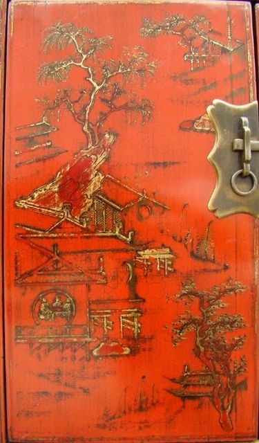 红描金四门柜工厂|red depicting a color small siamese chest with two gates