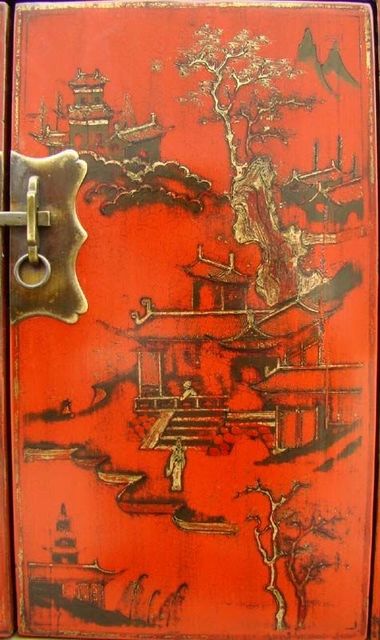 红描金四门柜工厂|red depicting a color small siamese chest with two gates