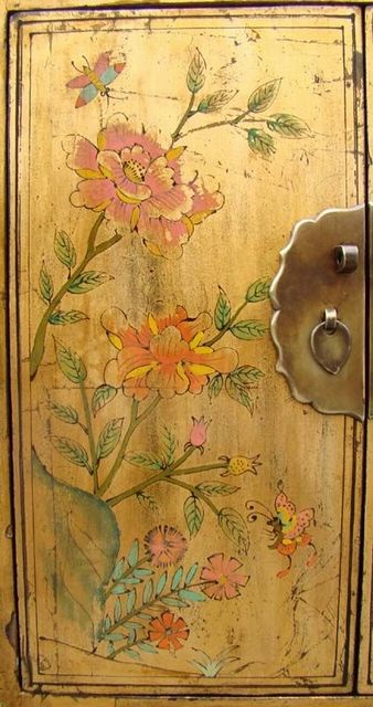 黄一抽二门小柜|Yellow lacquer small chest with one drawer and two gates