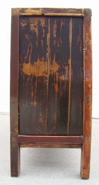 红描金四门柜|red depicting a color small siamese chest