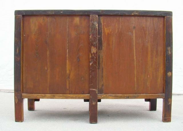 红描金四门柜|red depicting a color small siamese chest