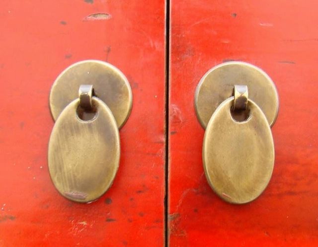 红二门小柜|Red-lacquered small cabinet