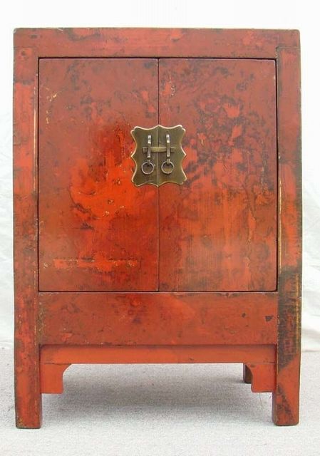 红漆二门小柜|Red-lacquered small cabinet