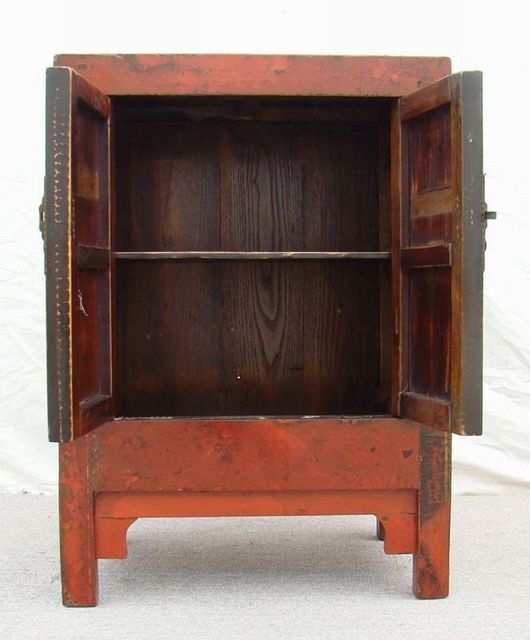 红漆二门小柜|Red-lacquered small cabinet