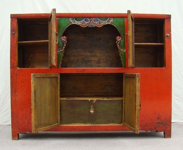 红四门亮格柜高碑店|Red Big cabinet with Four doors