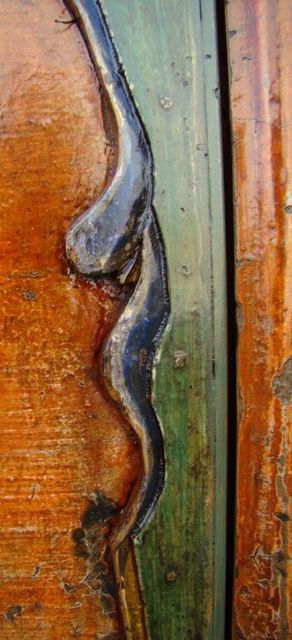 描彩二抽二门柜|Color-painted small cabinet w/ 2 doors & 3 drawers