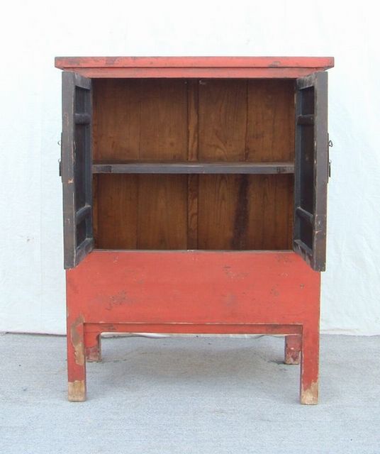 红二门中柜|red lacquer medium cabinet