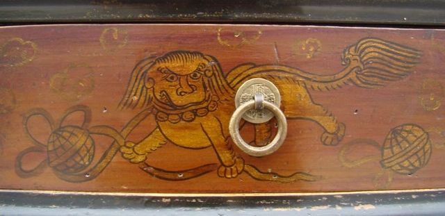 二抽四门描彩柜高碑店|depicts the color cabinet with two drawers and four gates
