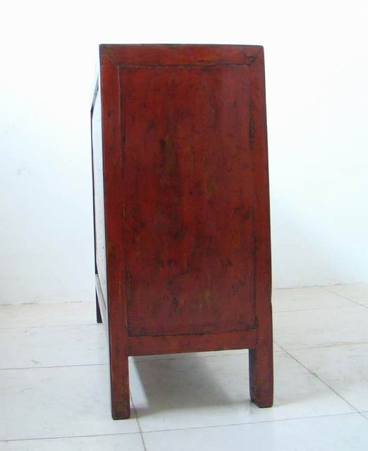 描彩三抽二门柜工厂|painted cabinet