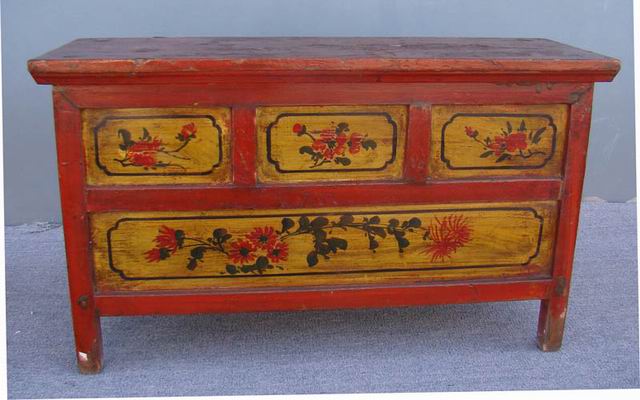 描彩三抽地桌工厂|painted lower table