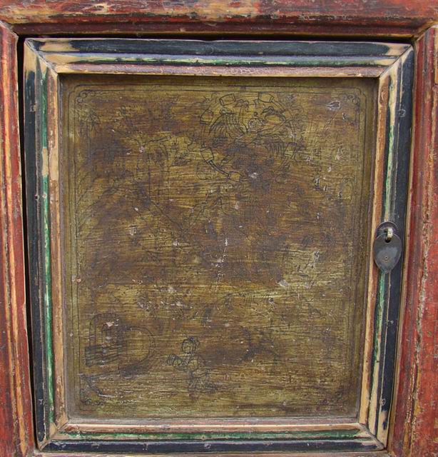 描彩四抽四门柜|Color-painted low cabinet