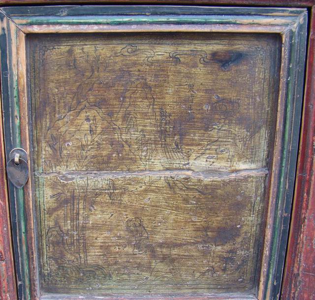 描彩四抽四门柜|Color-painted low cabinet