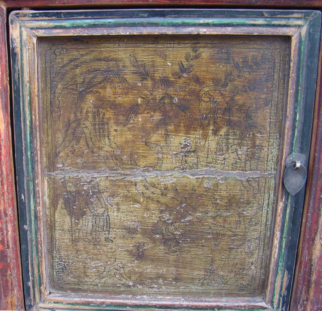 描彩四抽四门柜|Color-painted low cabinet