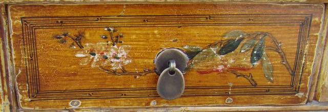 描彩四抽炕桌|painted lower table