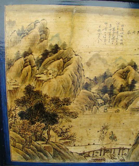 描彩三抽三门柜|painted cabinet