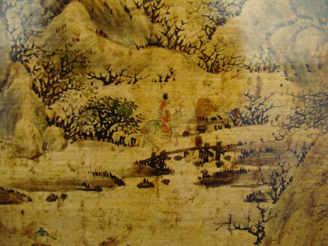 描彩三抽三门柜|painted cabinet