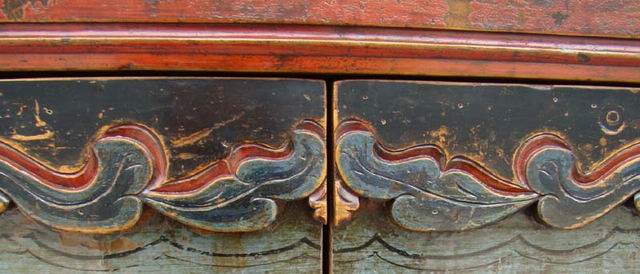 描彩四门连柜|Color-painted low cabinet