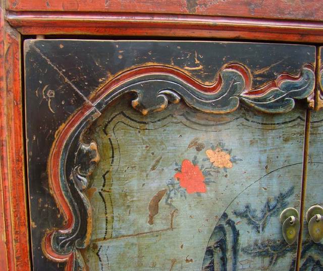 描彩四门连柜|Color-painted low cabinet