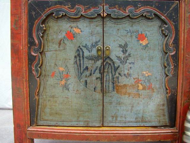 描彩四门连柜|Color-painted low cabinet