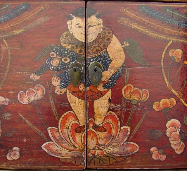 描彩二门柜|painted cabinet