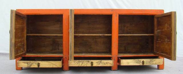 描彩三抽三门体工厂|Color-painted low cabinet
