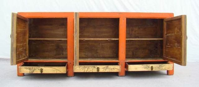 描彩三抽三门体工厂|Color-painted low cabinet
