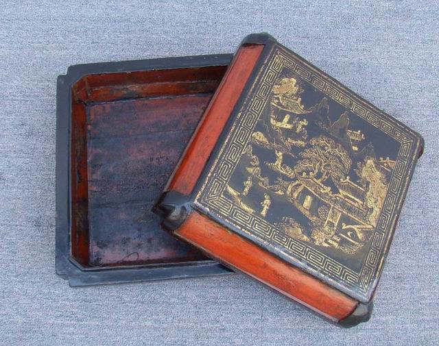描金方盒|gold gilt box