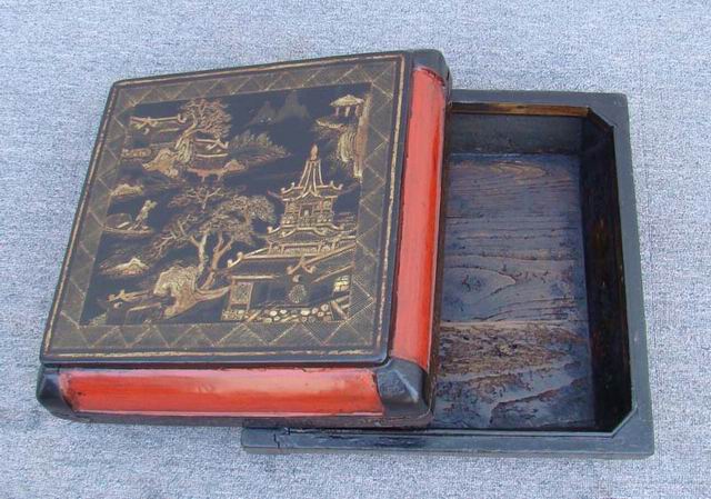 描金方盒|gold gilt box