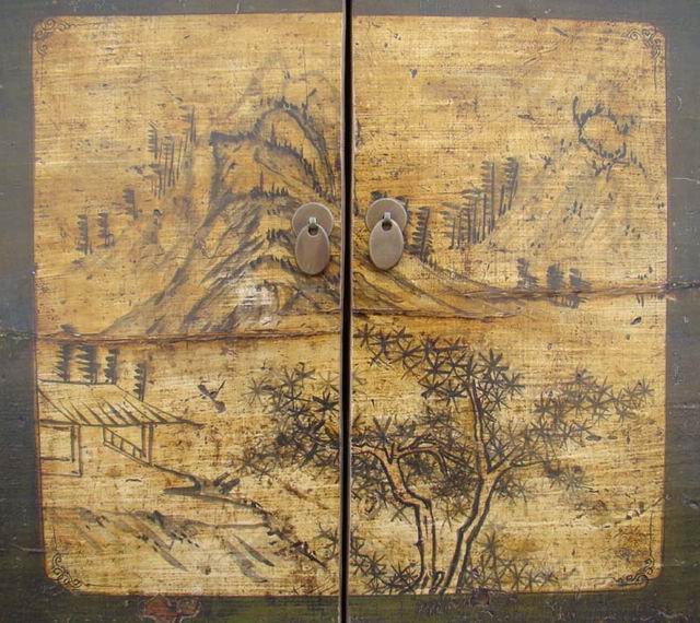 描彩四门连体柜|painted cabinet