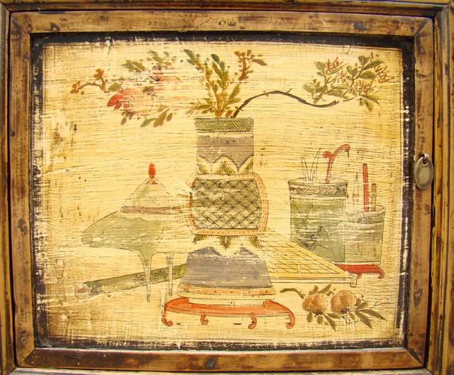 描彩三门连柜|painted cabinet