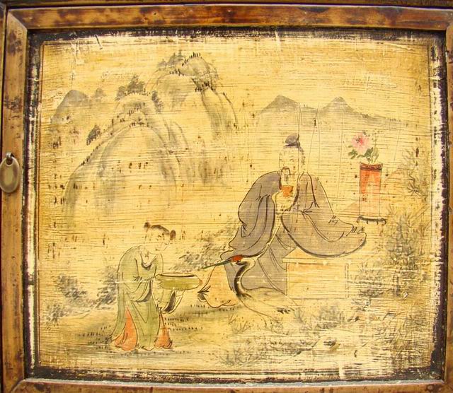 描彩三门连柜|painted cabinet