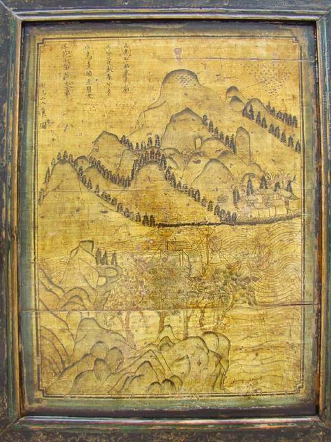 描彩三抽三门柜|Color-painted low cabinet