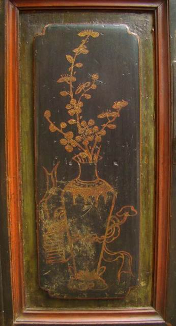 描彩三抽二门柜工厂|painted cabinet