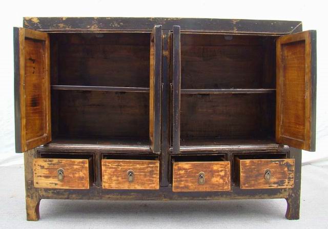 描彩四抽四门连柜|painted cabinet