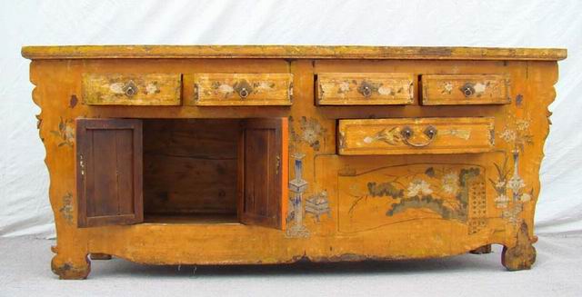描彩五抽二门连柜|painted cabinet