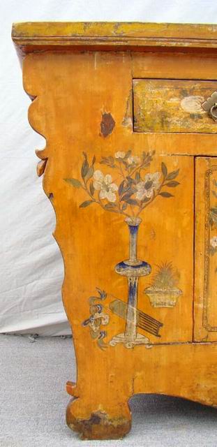 描彩五抽二门连柜|painted cabinet