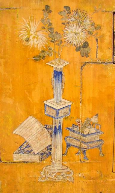 描彩五抽二门连柜|painted cabinet