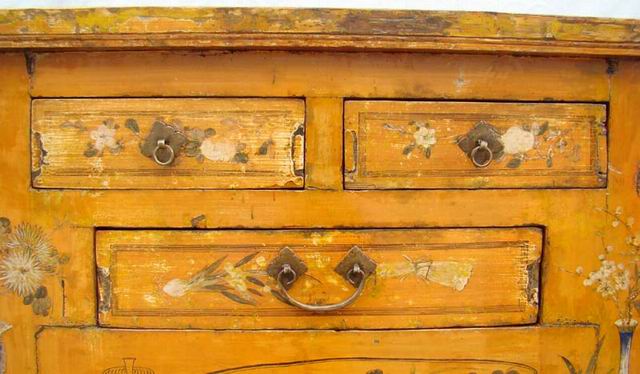 描彩五抽二门连柜|painted cabinet