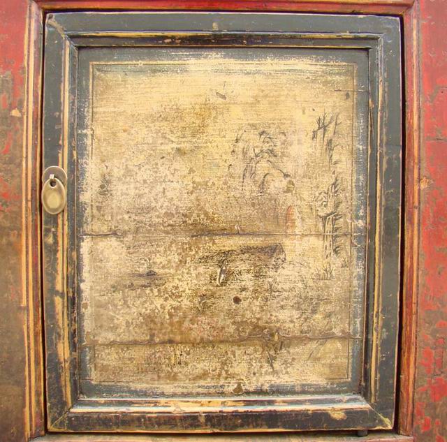 三抽三门描彩柜|Color-painted low cabinet
