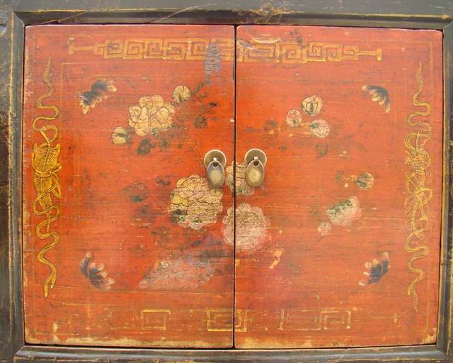 描彩一抽二门柜|painted cabinet