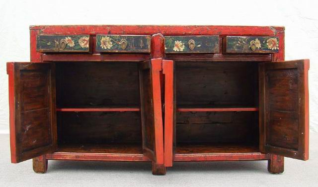 描彩四抽四门柜|painted cabinet
